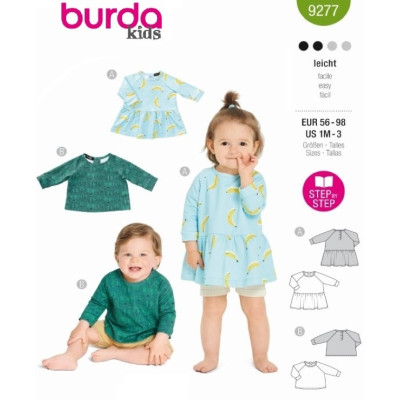 Střih Burda číslo 9277 dětské šaty, tričko