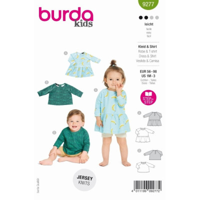 Střih Burda číslo 9277 dětské šaty, tričko