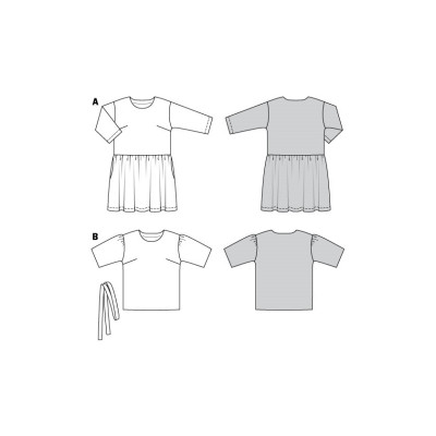Střih Burda 6139, návod k šití: tunikové šaty, lněné šaty, tunika s páskem