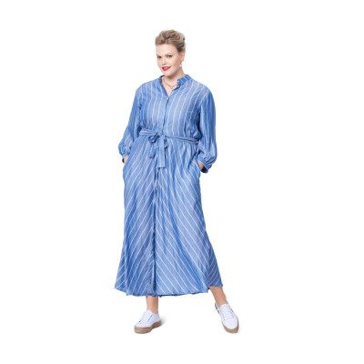 Střih Burda číslo 6108 košilové šaty, košile bez límečku pro plnoštíhlé