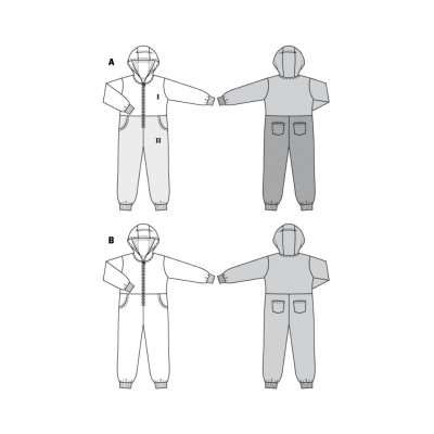 Střih Burda 9275, návod k šití: dětský teplákový overal, kombinéza