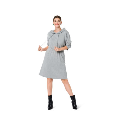 Střih Burda 6095, návod k šití: mikinové šaty pro plnoštíhlé, mikina