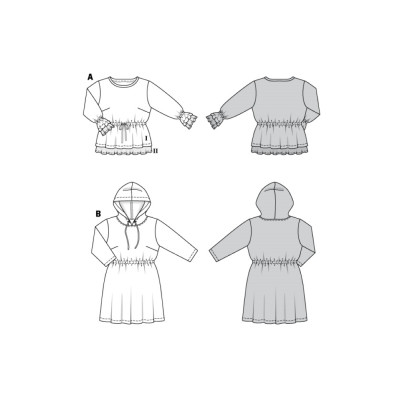 Střih Burda 6095, návod k šití: mikinové šaty pro plnoštíhlé, mikina