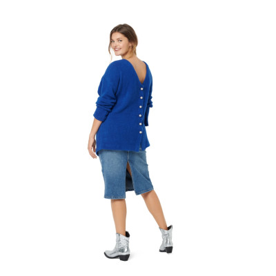 Střih Burda 6093, návod k šití: svetr s propínáním na zádech plnoštíhlé