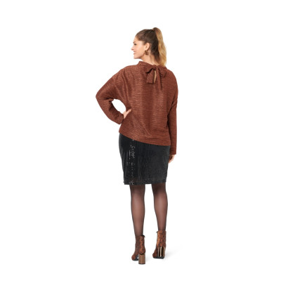 Střih Burda 6093, návod k šití: svetr s propínáním na zádech plnoštíhlé