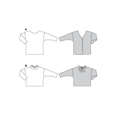 Střih Burda 6093, návod k šití: svetr s propínáním na zádech plnoštíhlé