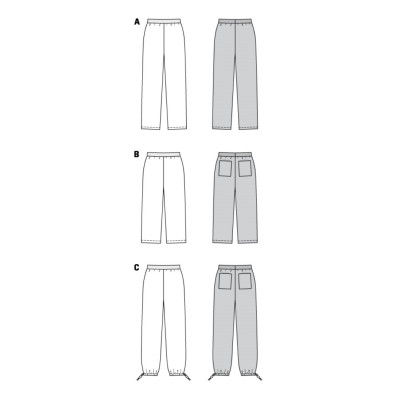 Střih Burda 6085, návod k šití: rovné kalhoty s gumou v pase