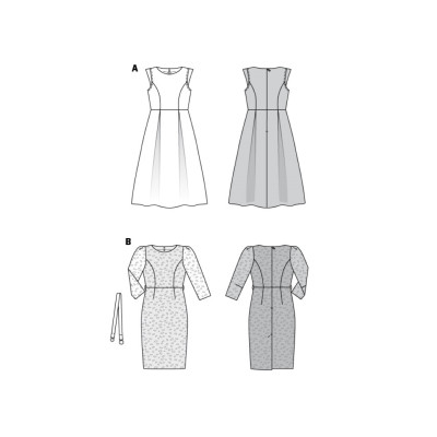Střih Burda 6083, návod k šití: šaty s rozšířenou sukní, pouzdrové krajkové šaty