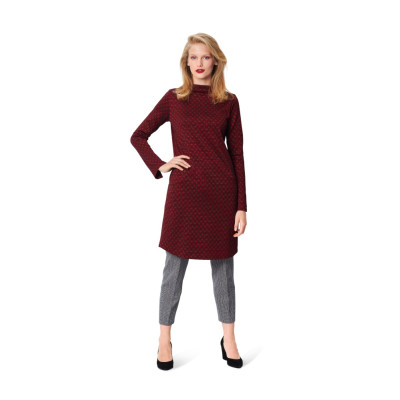 Střih Burda 6080, návod k šití: tričko, rolák, rolákové šaty s dlouhým rukávem