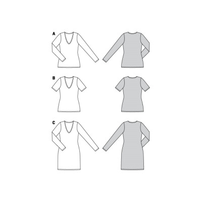 Střih Burda 6075, návod k šití: tričko, tričkové šaty