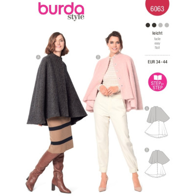 Střih Burda 6063, návod k šití: plášť