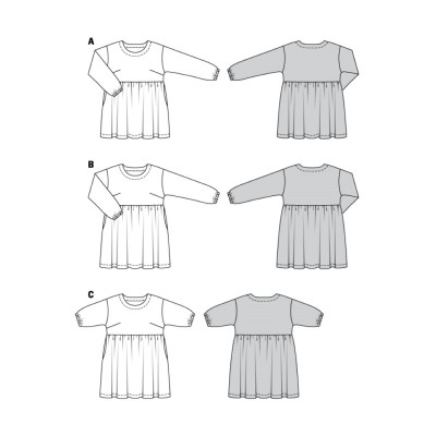 Střih Burda 6055, návod k šití: volné šaty, pohodlné šaty