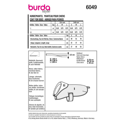 Střih Burda 6049, návod k šití: obleček pro pejsky