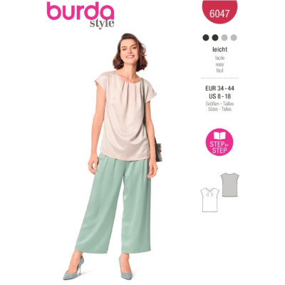 Střih Burda 6047, návod k šití: tričko
