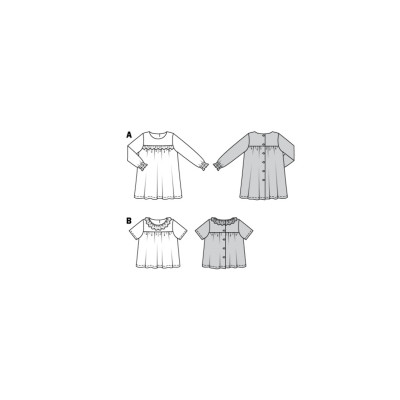Střih Burda 9260, návod k šití: dívčí nabírané šaty a halenka
