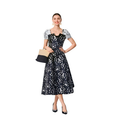 Střih Burda 6042, návod k šití: šaty v retro stylu