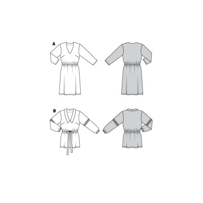 Střih Burda 6030, návod k šití: šaty s gumou v pase, halenka