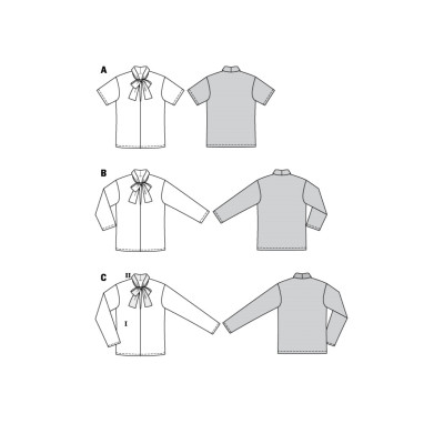 Střih Burda 6026, návod k šití: halenka s vázačkou