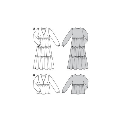 Střih Burda 6023, návod k šití: nabírané maxi šaty, halenka