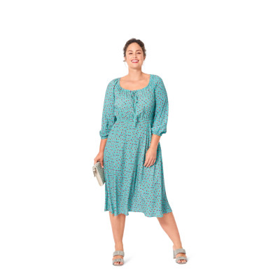 Střih Burda 6016, návod k šití: halenkové šaty s gumou v pase, halenka