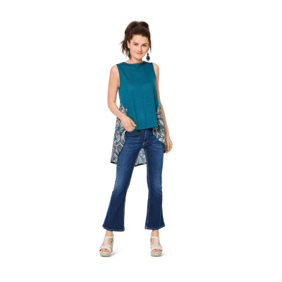 Střih Burda 6013, návod k šití: volné tričko, top s delším zadním dílem