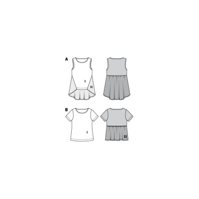 Střih Burda 6013, návod k šití: volné tričko, top s delším zadním dílem