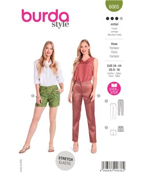 Střih Burda 6005, návod k šití: cigaretové kalhoty, šortky