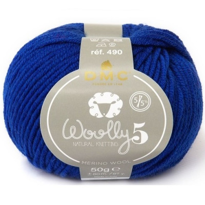 100% vlněná příze merino WOOLLY 5 od DMC 50g, královská modrá