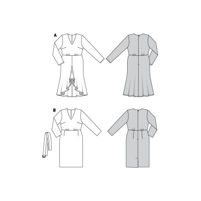 Střih Burda 5987, návod k šití: zvonové šaty, pouzdrové šaty
