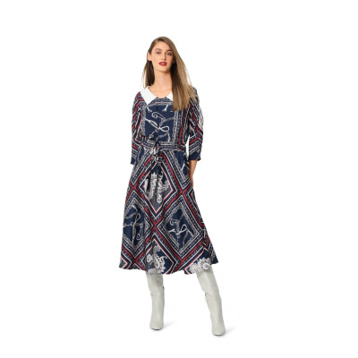 Střih Burda 5980, návod k šití: šaty s límečkem, volná halenka