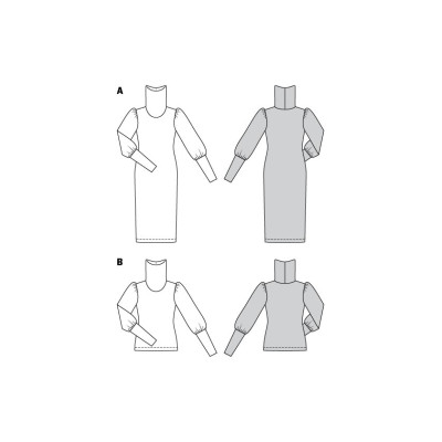 Střih Burda 5972, návod k šití: svetrové šaty s rolákem, rolák