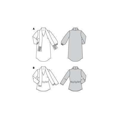 Střih Burda 5968, návod k šití: šaty se šálovým límcem, halenka