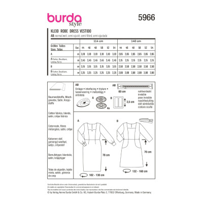 Střih Burda 5966, návod k šití: pouzdrové šaty, áčkové šaty