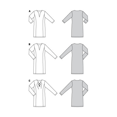Střih Burda 5962, návod k šití: úzké šaty, tričkové šaty, tunika
