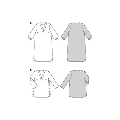 Střih Burda 5953, návod k šití: tunika, tunikové šaty