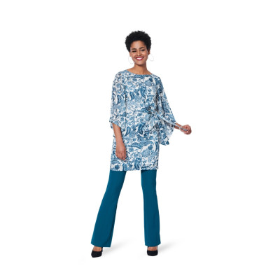 Střih Burda 5950, návod k šití: halenkové šaty s páskem, tunika, tričkové šaty