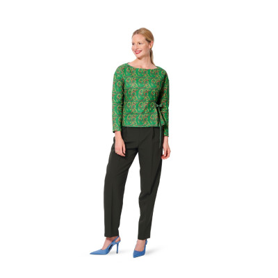 Střih Burda 5940, návod k šití: tričko se zavazováním na boku, mikina, svetr